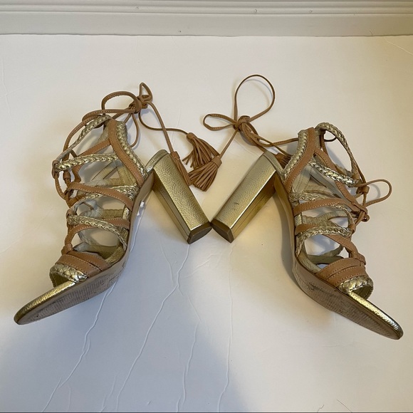 Metallic Gold &Tan BCBGeneration Chunky Heels - Picture 6 of 9